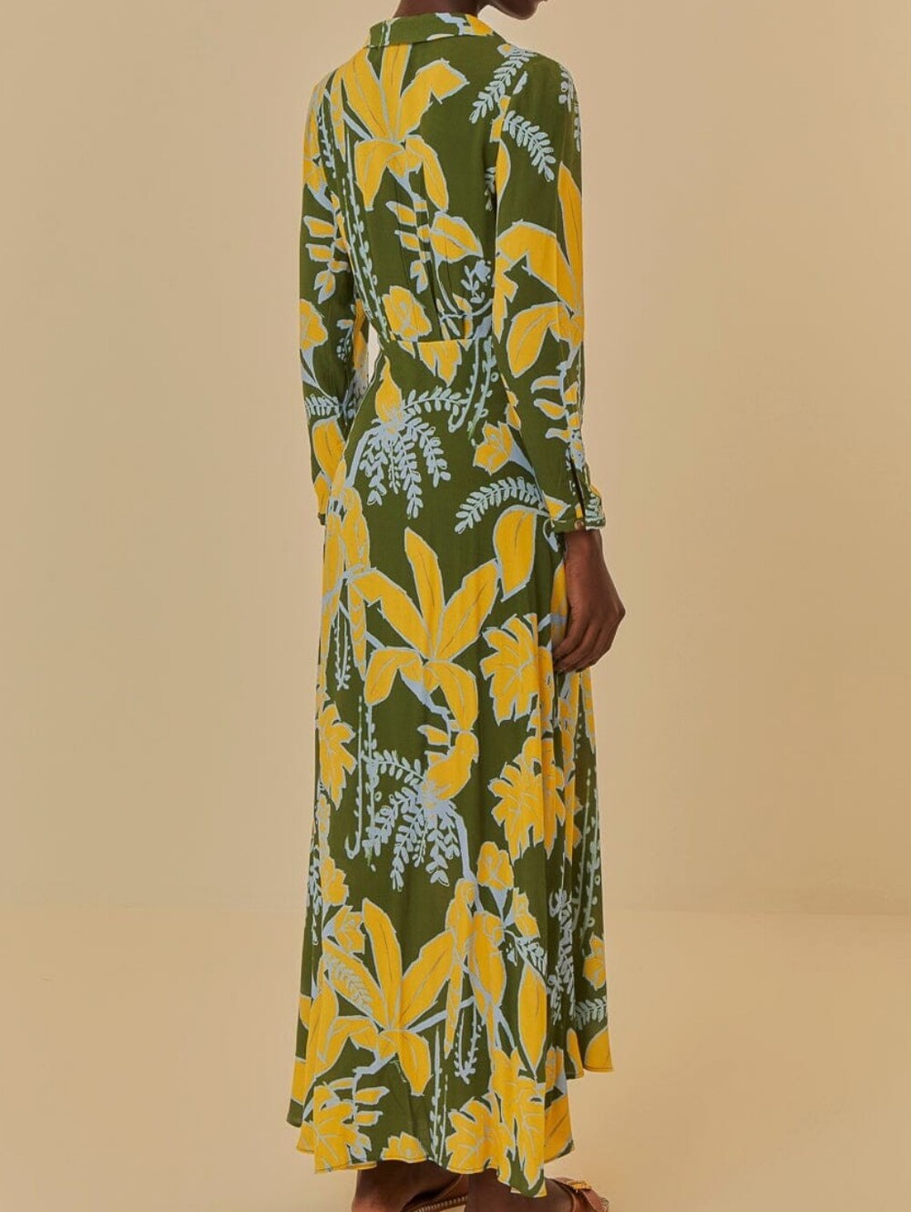 Farm Rio Foliage Sketch V Neck Maxi Dress - Picture 2 of 16